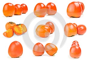 Collection of persimmon  Kaki  on a background