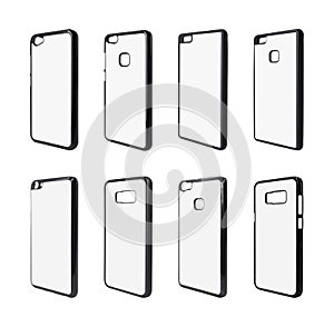 Collection of phone case isolated on white background. Smartphone cover for your design. Mobile accessories. Clipping paths object