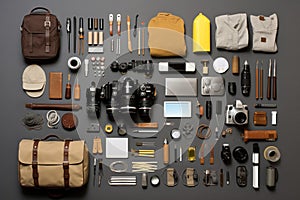 Collection of photography tools on a white background picture