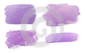 Collection of photos paint brush stroke texture lilac purple watercolor isolated