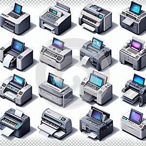 Collection of photostate machine with shadow,on transparency background