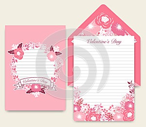 Collection of pink white colored Valentine`s day card