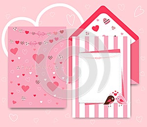 Collection of pink white colored Valentine`s day card