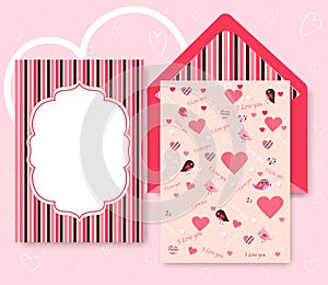 Collection of pink white colored Valentine`s day card