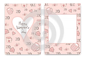 Collection of pink white colored Valentines day card