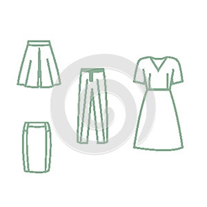 Collection of pixel art icons of clothes basic wardrobe. photo