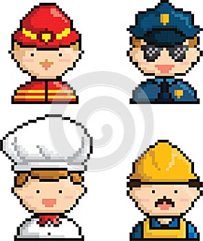 collection of pixel art occupations. Vector illustration decorative design