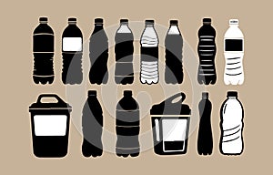 Collection of plastic bottle and container silhouettes