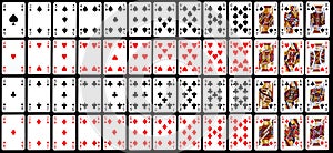 Collection of playing cards of all kinds isolated on black