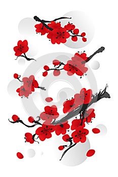 Collection of Plum blossom in Oriental style paintings