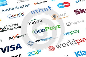 Collection of popular payment system logos