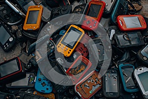 Collection of popular 90s electronic devices including computers, game consoles, and gadgets photo