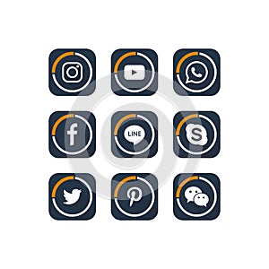 A collection of popular social media icons vector template