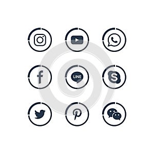 A collection of popular social media icons vector template