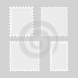 Collection of postage stamps template, blank. Vector illustration. EPS 10