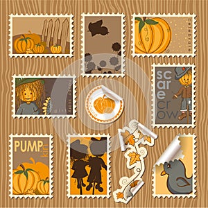 Collection of postal stamps - Pumpkins