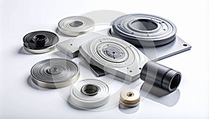 Precision Engineered Machine Components on White