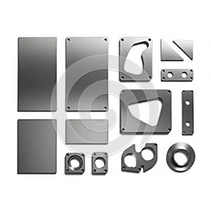 Collection of precision engineered metal plates and components