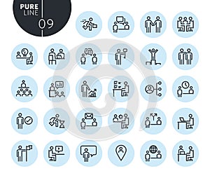 Collection of premium quality business and marketing line icons