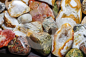 Collection of processed stones close up