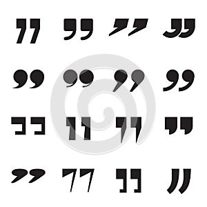 Collection of quotation marks, speech marks, quote sign icons photo