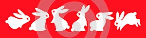Collection of rabbits. Chinese new year 2023 greeting card with lunar zodiac symbol of rabbit for traditional chinas holiday