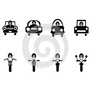 collection of racing cars and motorbikes. Vector illustration decorative design