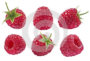 Collection of raspberry isolated on white background