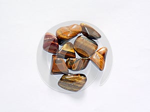 Collection of raw shiny tiger eye mineral