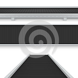 Collection realistic conveyor belt top front side view vector illustration