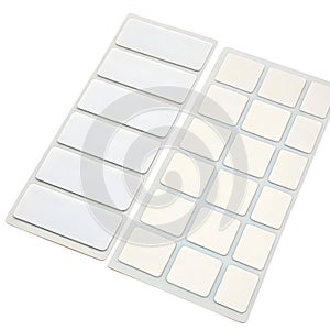 Collection of rectangular-shaped blank stickers on transparent background