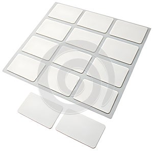 Collection of rectangular-shaped blank stickers on transparent background