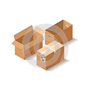 Collection recycle brown box packaging.