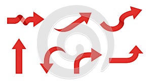 Collection of red arrows pointing in different directions