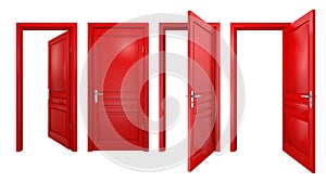 Collection of red doors isolated on white