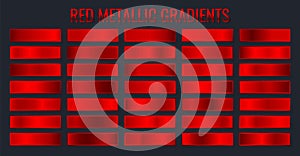 Collection red metallic gradients, chrome christmas gradient set. Vector illustration photo