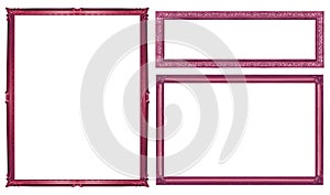 collection red vintage frame isolated on white background, clipping path