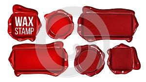 Collection Of Red Wax Stamp Set Copy Space Vector