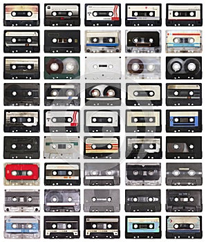 Collection of retro audio tapes B-side