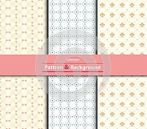 Collection of Retro different vector seamless patterns tiling