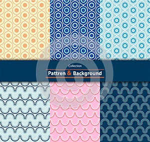 Collection of Retro different vector seamless patterns tiling