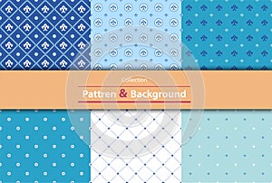 Collection of Retro different vector seamless patterns tiling