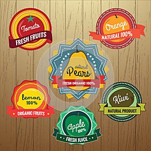 Collection of Retro Fruits Label Design