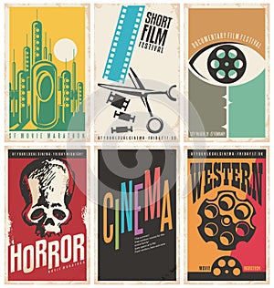 Collection of retro movie poster design concepts and ideas