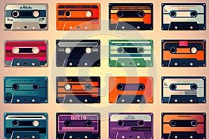 Collection of Retro music audio cassette tape
