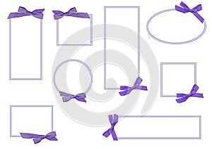 Collection of retro purple Frames with ribbon and a white background framed with a double colored line