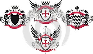 Collection of retro shields with lions - vector