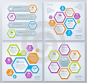 Collection of rhombus template for infographic. Business concept. Eps 10.