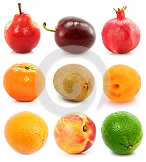 Collection of ripe fruit isolated