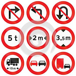 Collection of Road Signs Used in Denmark